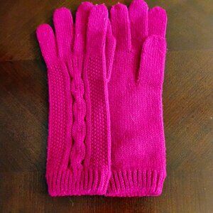 Pink Cable Knit Gloves